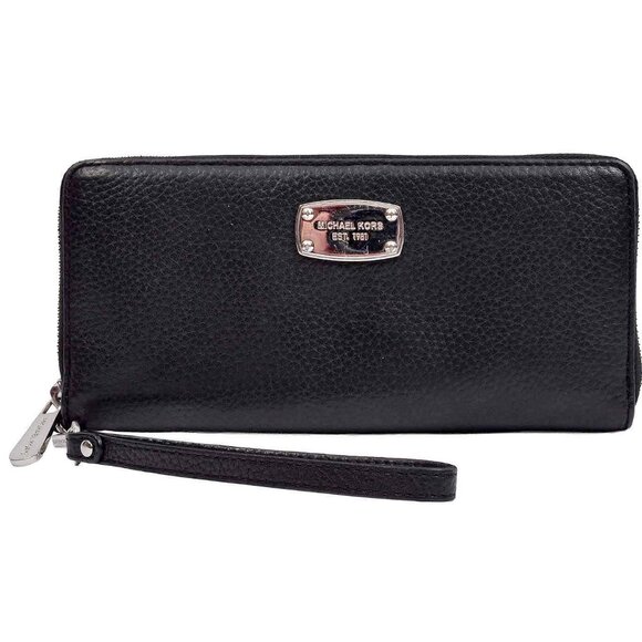 Michael Kors Handbags - MICHAEL KORS Black Leather Long Zippered Wallet Wristlet